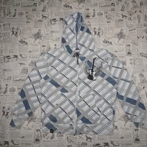Medium-Vintage Y2K zip up plaid grunge velocity youth hoodie